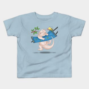 Iguana hanging on hammock Kids T-Shirt